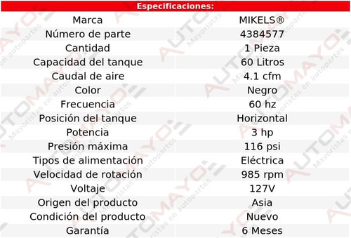 Compresor De 60 Litros Mikel's