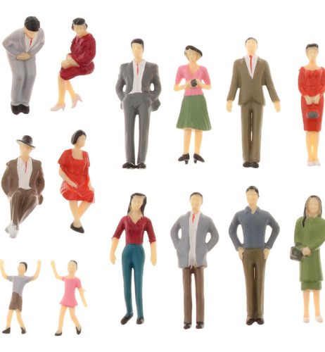 - 14 Piezas Figuras De Personas Pequeñas, 1:30 Maqueta Tren