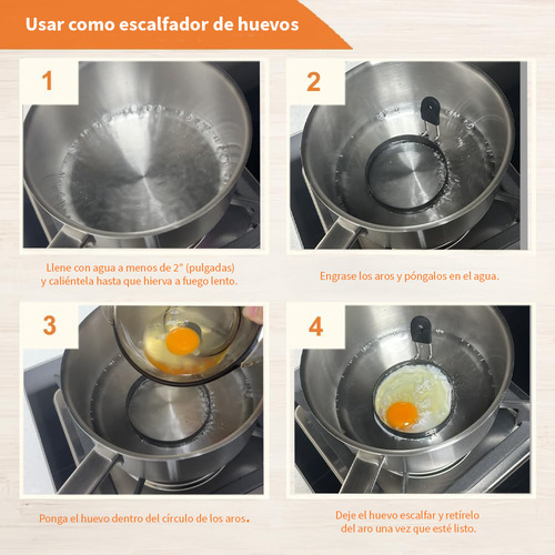 U Chef Set 4 Anillos De Huevo Antiadherentes Grandes 3.5in