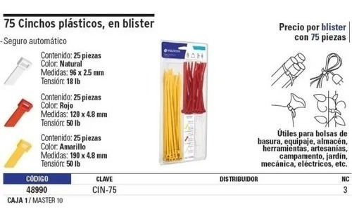 Imagen 2 de 8 de Set 75 Precintos Plasticos De Varias Medidas Y Colores