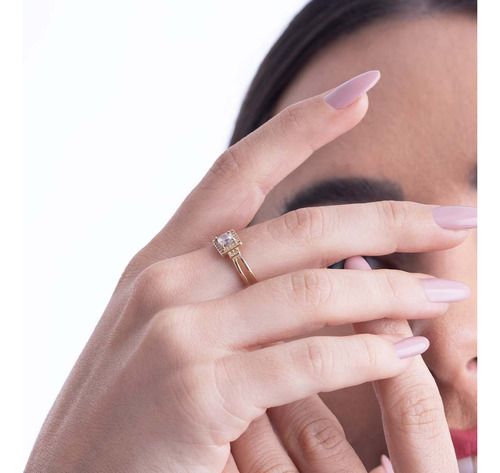 Anel De Grau Em Ouro 18k Com 12 Pontos De Diamante Aro 17
