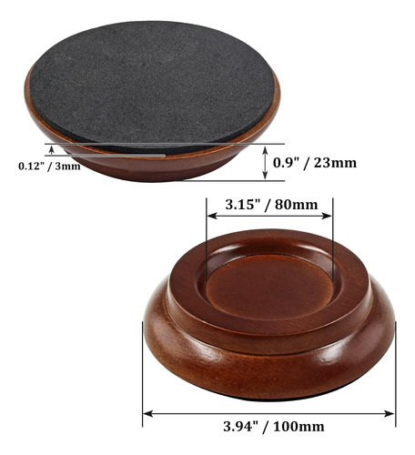 4 Tazas Verticales Piano Ruedas De Madera Maciza Negra,...