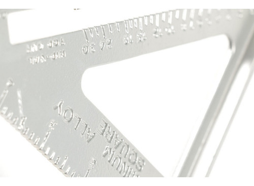 Escuadra Regla Aluminio C Sombrero Kld Triángulo Profesional Color Plateado
