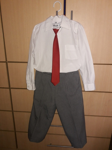 Terno Niño 3 Años T8 Usado 3 Piezas Camisa Corbata Pantalón 
