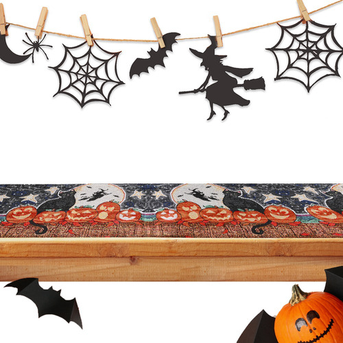 Camino De Mesa Halloween Bruja Y Araña 33x183 Cm