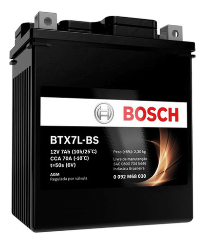 Bateria Moto Bosch Btx6l-bs 6ah 12v Cb 600 Hornet Mirage 150