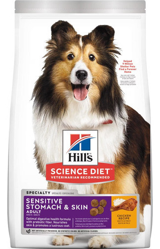  Alimento Hill's Science Diet Sensitive Stomach And Skin Para Perro Adulto Sabor Pollo Y Cebada Bolsa De 15.5 Libras