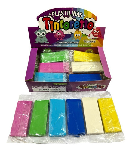 Imagen 2 de 7 de Plastilina Tintoreto X 24 Pancitos Bloques Colores Surtidos