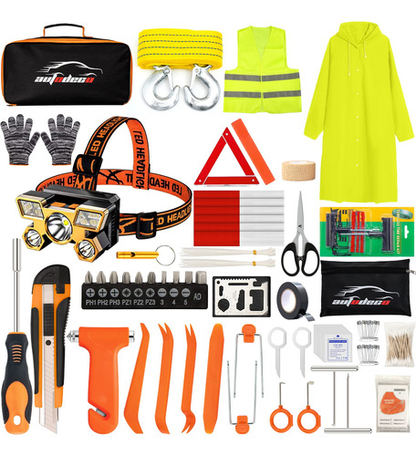 Autodeco Kit De Emergencia Para Automovil De 126 Piezas, Kit