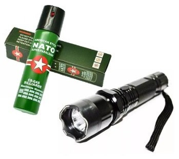 Kit Defensa Personal Combo Taser Tabano Y Gas Pimienta