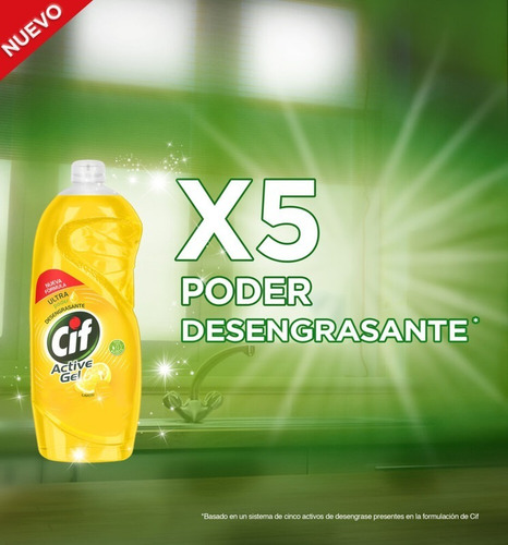 Cif Active Gel Detergente Lavavajilla Limón 300ml