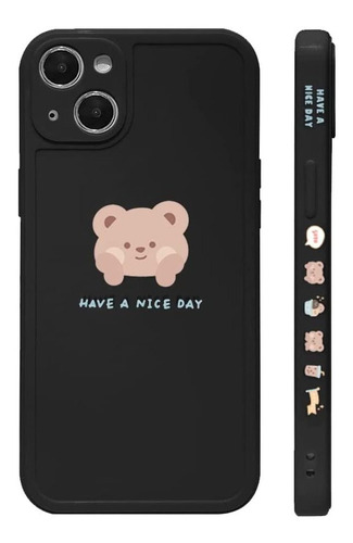 Funda Ownest Para iPhone 13, Negra/con Emoji De Oso