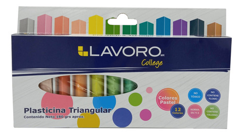 Plasticina Triangular 12 Colores Pastel Lavoro Dimtem24