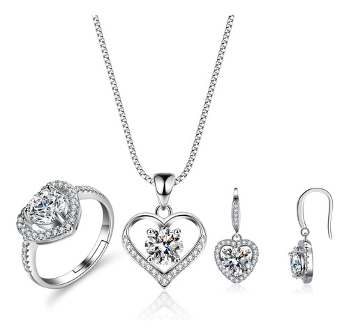 Conjunto De Joyas Collar, Pendientes, Anillo Ajustable De