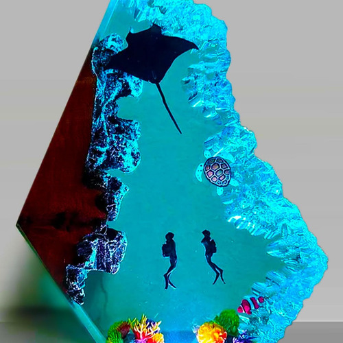 Lámpara De Resina Epoxi I Diver Resina Ocean Lamp Home Decor