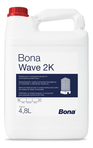 Barniz Bona Wave 2k Base Agua Acabado Mate Pisos De Madera.