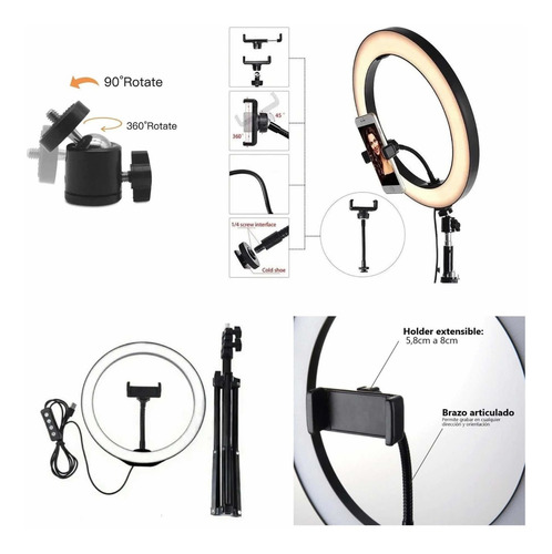 Combo Imperdible Tira Led Rgb 5mt Más Aro Selfie Con Trípode