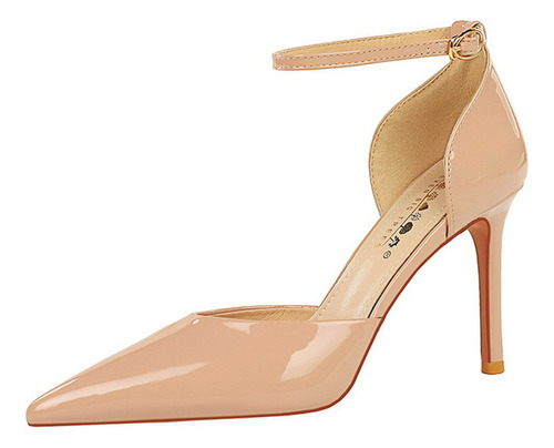 Zapatos De Cuero De Tacón Alto Para Mujer, Sandalias Con Cor