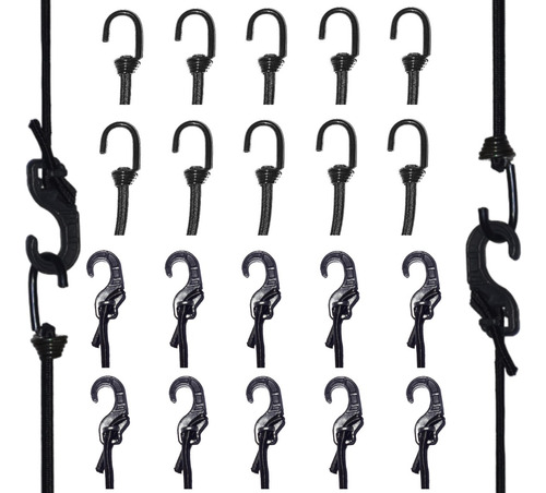 Combo 20 Extensor Elástico 1,5m P/ Bagageiro Ganchos Variado