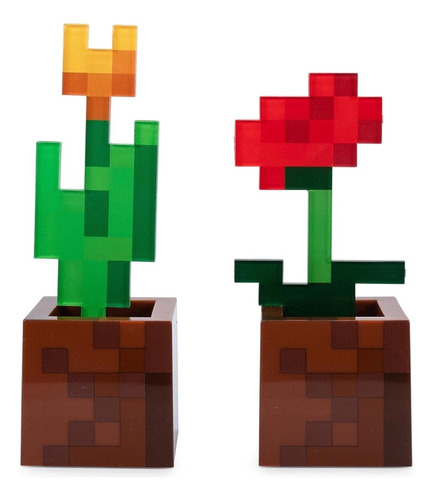 Minecraft Tulipanes Y Amapolas Pot - Juego De 2 Lámparas