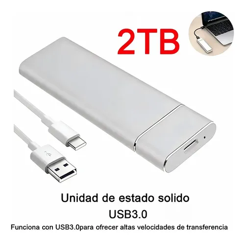 Disco Duro Externo Ssd 2tb Usb-c Para Laptop Y Plateado