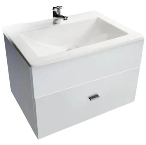 Mueble para baño Diaz Home Black or White + bacha acrílico de 50cm de ancho, 40cm de alto y 38cm de profundidad con bacha y mueble color blanco con un agujero para grifería