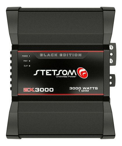 Amplificador para auto/camioneta Stetsom Ex 3000 v1 3000 V1 clase D con 1 canal y 3000W negro