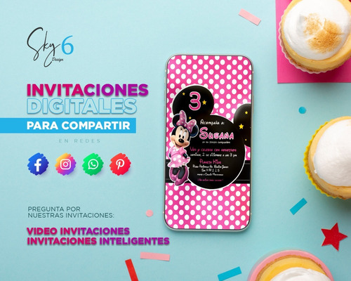 Invitaciones Digitales De Cumpleaños De Minnie Mouse