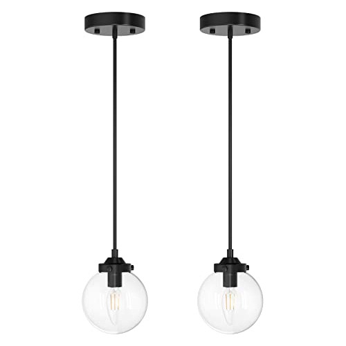 Luces Colgantes Industriales De Vidrio Negro Cocina Glo...