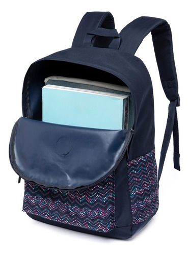 Mochila Estojo Escolar Feminina Reforçada Ampla Cor Azul Desenho Do Tecido Lisa