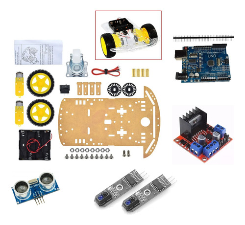 Kit Seguidor De Linea Completo Chasis De 3 Ruedas Arduino