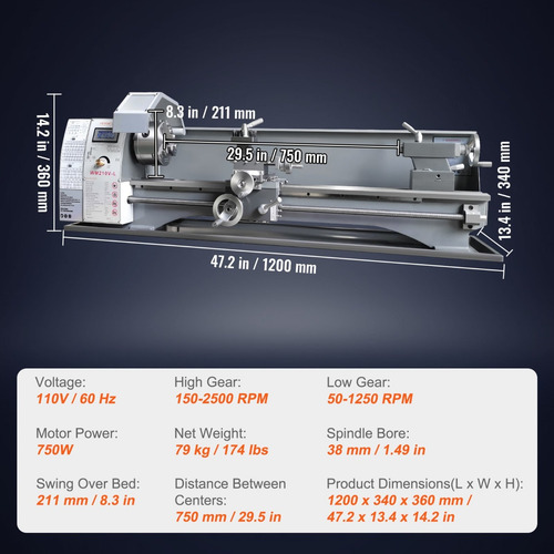 Mini Torno De Corte Metal Precision Para Barras 8x29.5 PuLG