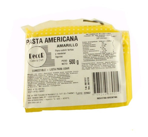 Pasta Americana Para Forrar Amarilla X500g - Cotillón Waf