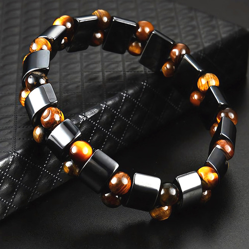 Pulsera Ojo De Tigre Hematita Cuarzo Natural Proteccion