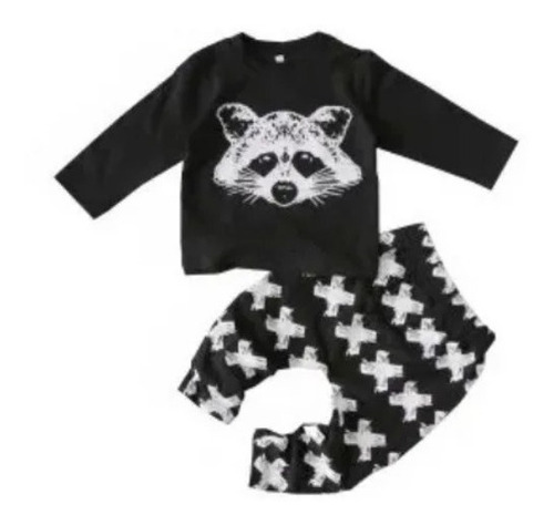 Imagen 1 de 1 de Pijama Polera Y Pantalón Algodón Estampado Bebé 9-12 Meses