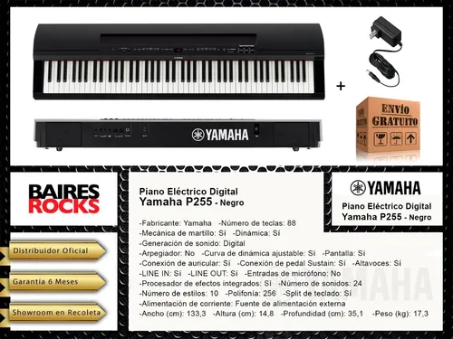 Piano Digital Yamaha Modelo P255 B 88 Teclas Accion Martillo