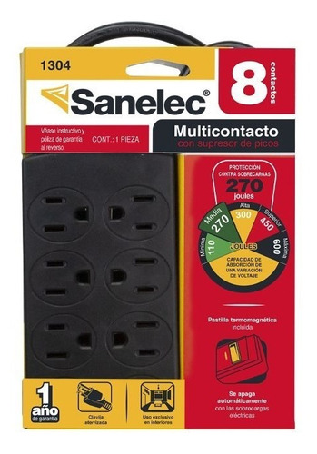 Multicontacto 8 Contactos C/supresor De Picos 270j 1304