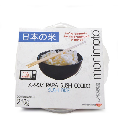 Imagen 2 de 7 de Arroz Japonés Cocido Para Hacer Sushi Morimoto 210g