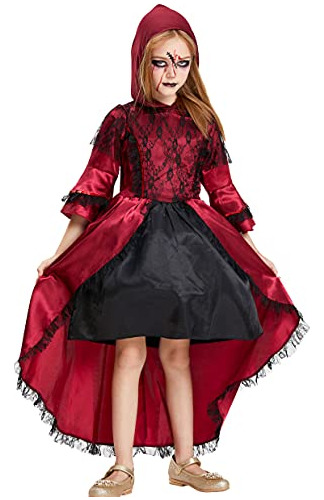 Traje De Vestuario De Vampiros De Niña Princesa De Dis...