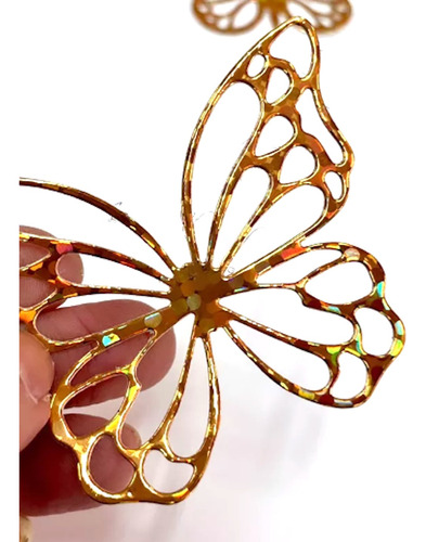 60 Mariposas Troqueladas Metalizadas Holográficas Decoración