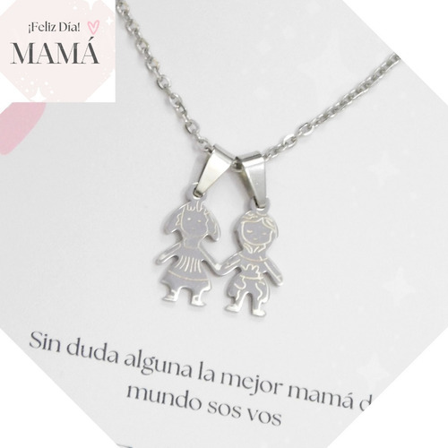 Cadena Y Dije Hijos Acero Regalo Para Mamá 