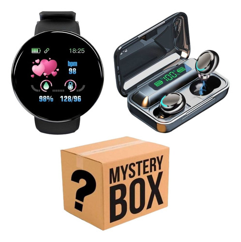 Smartwatch D18 + Auriculares F9 + Mistery Box Super Combo!