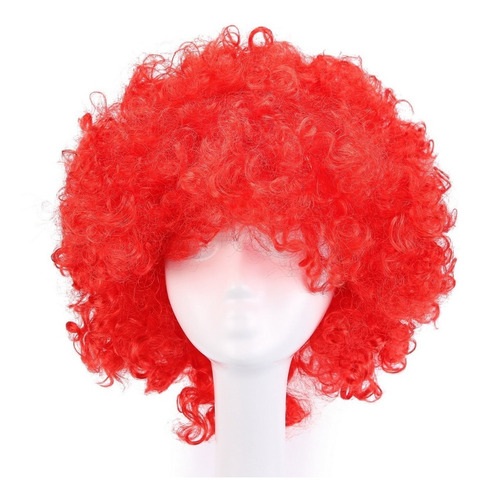Imagen 4 de 9 de ¡ Peluca Afro Rojo Fantasía Fiesta Halloween Hora Loca !!