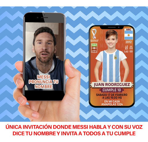 Invitación Digital Argentina Campeón Whatsapp Messi Video