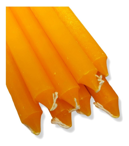 Vela Laranja Palito Comum Kit Com 8 Unidades