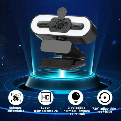 Cámara De Red 4k Con Micrófono De Luz De Anillo Para Pc Mac