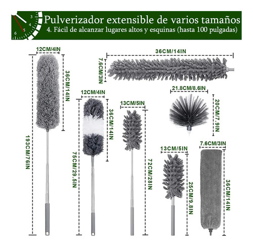 Plumero De Microfibra Retráctil Para Limpieza De Techo, 7 U