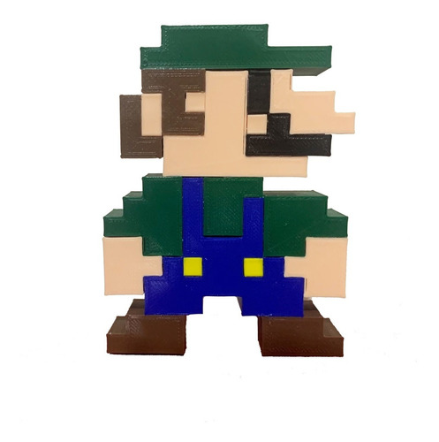 Figura Mario Bros Luigi Nintendo Nes 8 Bit Retro 3d Pixel