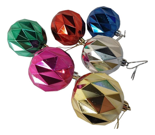 Adornos Para Árbol De Navidad X6 Labrados 5cm Varios Colores