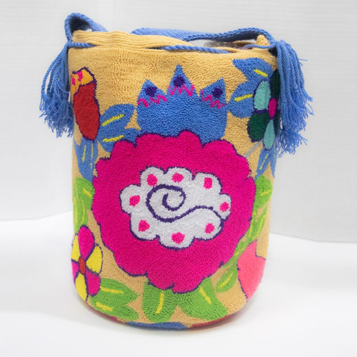 Mochila Tapizado Wayuu Nube - Flores